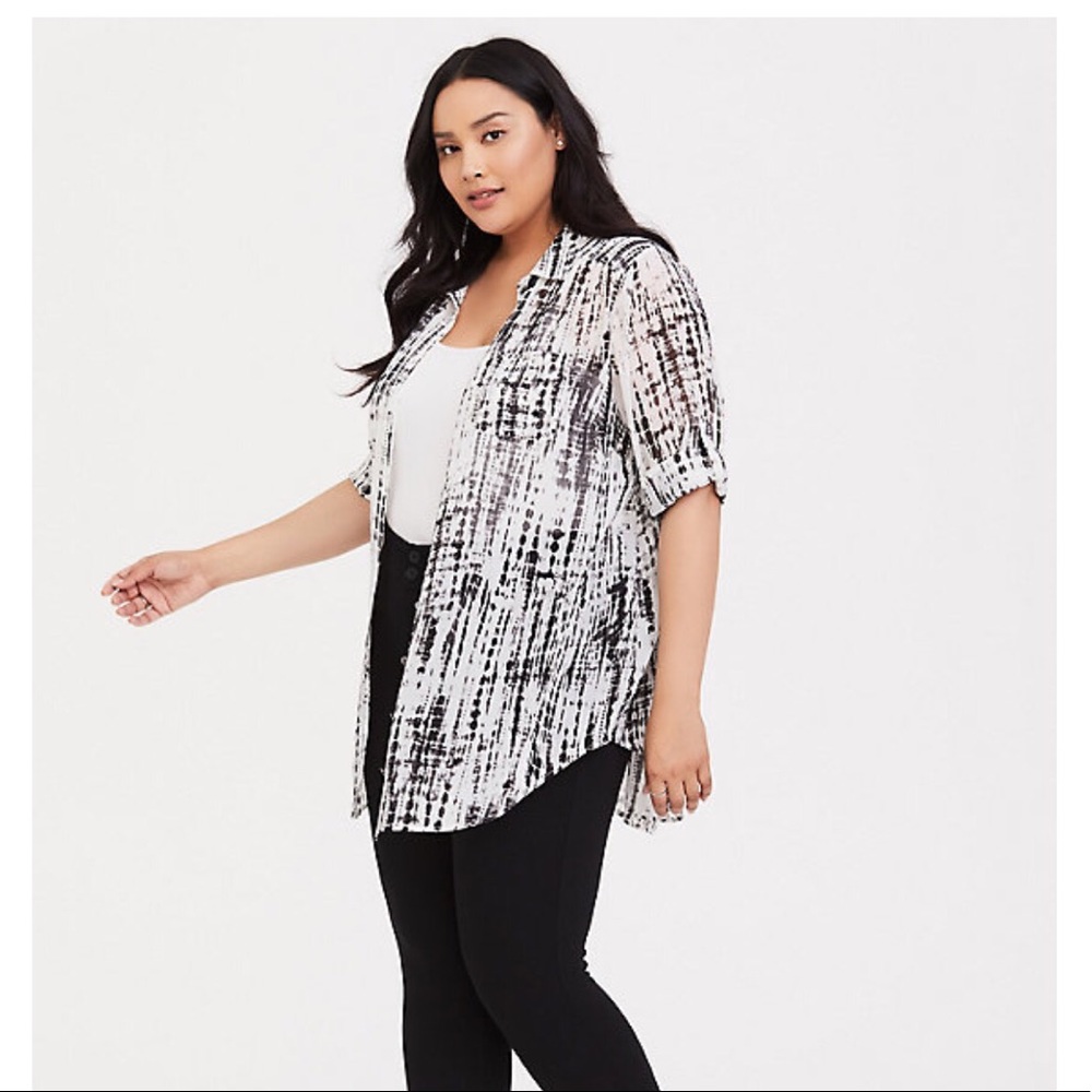 BRAND NEW Stripped Tie-Dye Chiffon Tunic- Torrid